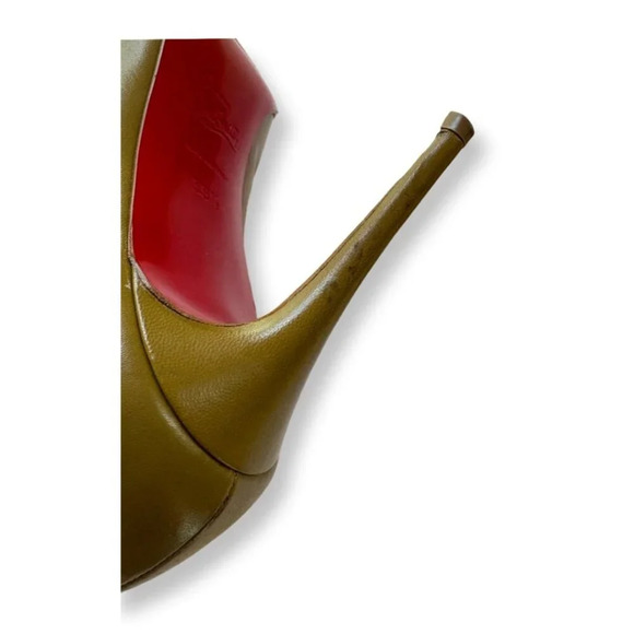 Christian Louboutin RARE Olive Green Cabo Pointed Pumps Jewelled Cap Toe EU 39.5 - Picture 12 of 15